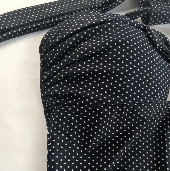 Unique Vintage XL 50'S STYL BEACH BABE Women's Swim Suit NWT BLACK W/ WHITE DOTS - Picture 5 of 16